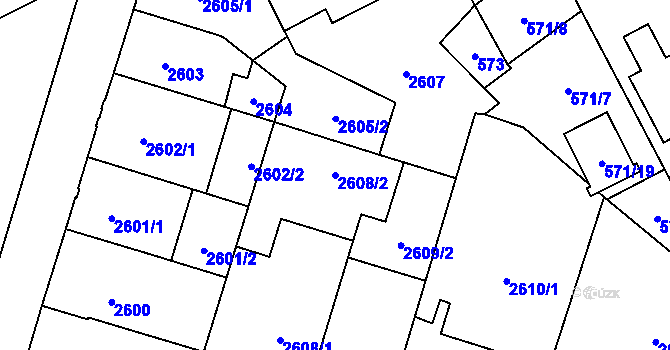 Parcela st. 2608/2 v KÚ Opava-Předměstí, Katastrální mapa