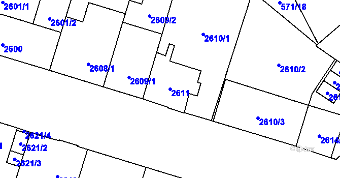 Parcela st. 2611 v KÚ Opava-Předměstí, Katastrální mapa