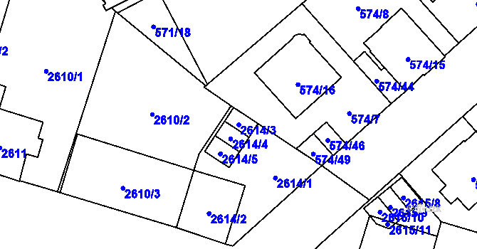 Parcela st. 2614/3 v KÚ Opava-Předměstí, Katastrální mapa