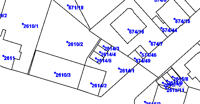 Parcela st. 2614/4 v KÚ Opava-Předměstí, Katastrální mapa