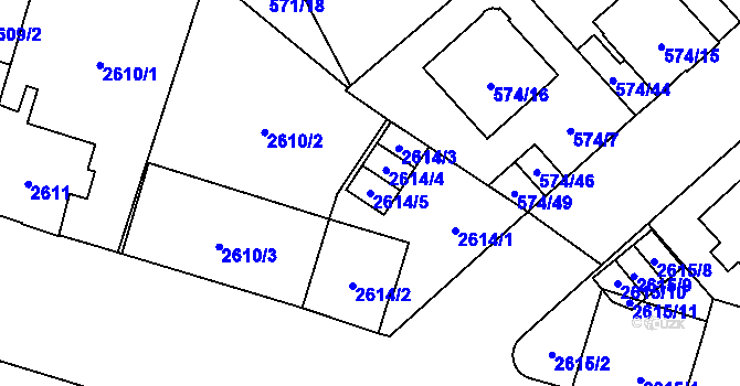 Parcela st. 2614/5 v KÚ Opava-Předměstí, Katastrální mapa