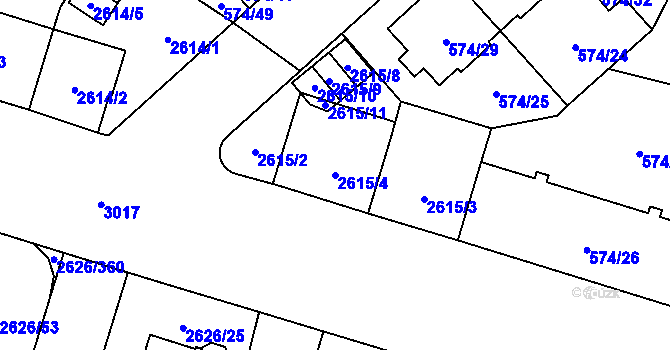 Parcela st. 2615/4 v KÚ Opava-Předměstí, Katastrální mapa