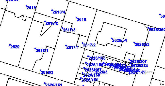 Parcela st. 2617/2 v KÚ Opava-Předměstí, Katastrální mapa