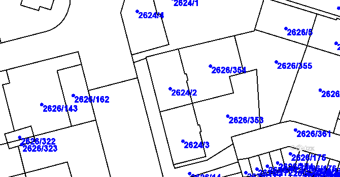 Parcela st. 2624/2 v KÚ Opava-Předměstí, Katastrální mapa