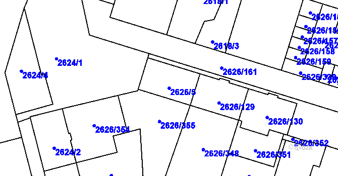 Parcela st. 2626/5 v KÚ Opava-Předměstí, Katastrální mapa