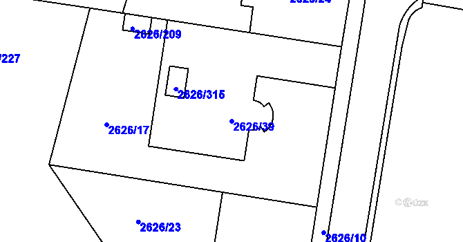 Parcela st. 2626/39 v KÚ Opava-Předměstí, Katastrální mapa