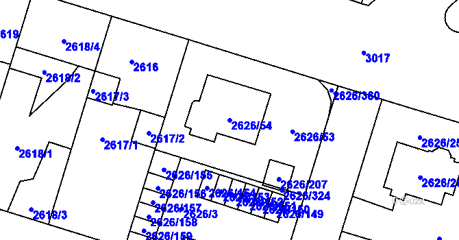 Parcela st. 2626/54 v KÚ Opava-Předměstí, Katastrální mapa