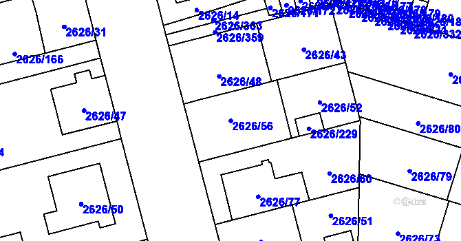 Parcela st. 2626/56 v KÚ Opava-Předměstí, Katastrální mapa