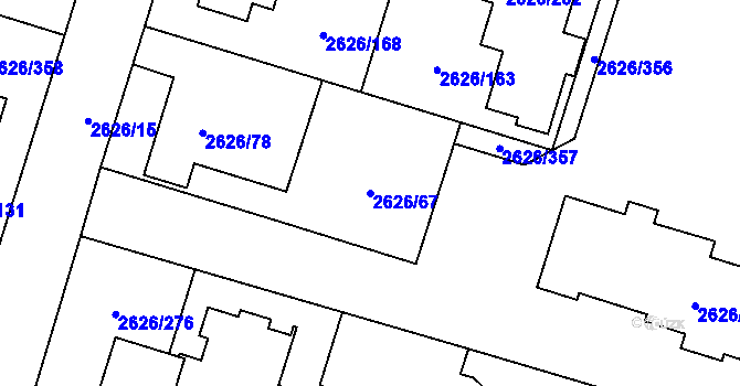 Parcela st. 2626/67 v KÚ Opava-Předměstí, Katastrální mapa