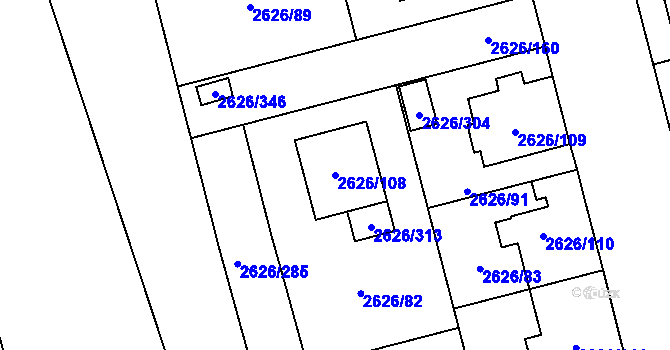 Parcela st. 2626/108 v KÚ Opava-Předměstí, Katastrální mapa