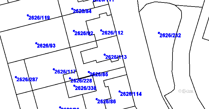 Parcela st. 2626/113 v KÚ Opava-Předměstí, Katastrální mapa