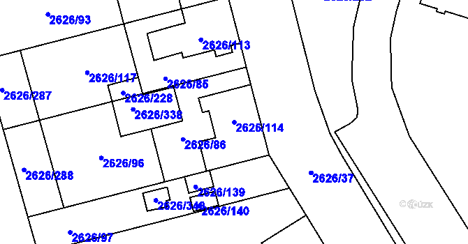 Parcela st. 2626/114 v KÚ Opava-Předměstí, Katastrální mapa