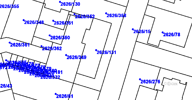 Parcela st. 2626/131 v KÚ Opava-Předměstí, Katastrální mapa