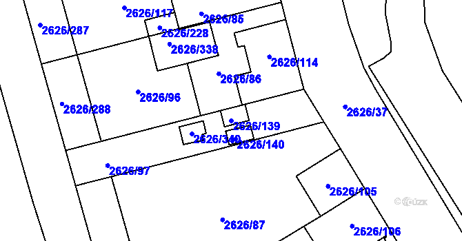 Parcela st. 2626/139 v KÚ Opava-Předměstí, Katastrální mapa