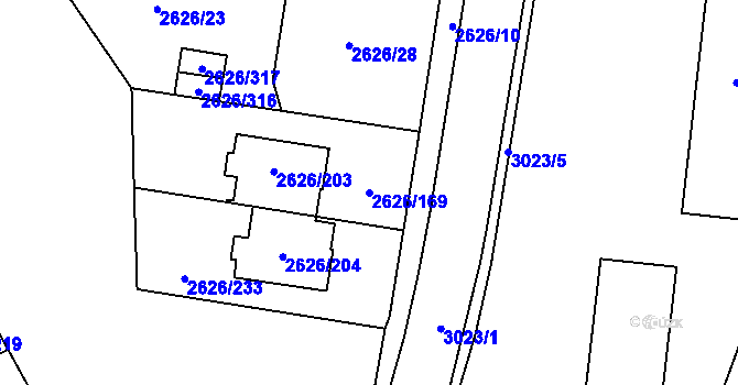 Parcela st. 2626/169 v KÚ Opava-Předměstí, Katastrální mapa