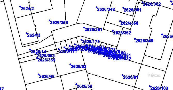 Parcela st. 2626/176 v KÚ Opava-Předměstí, Katastrální mapa