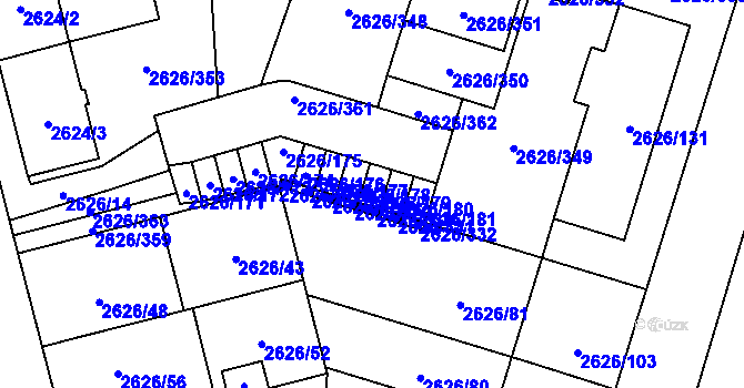 Parcela st. 2626/179 v KÚ Opava-Předměstí, Katastrální mapa