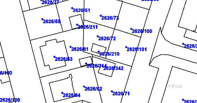 Parcela st. 2626/210 v KÚ Opava-Předměstí, Katastrální mapa
