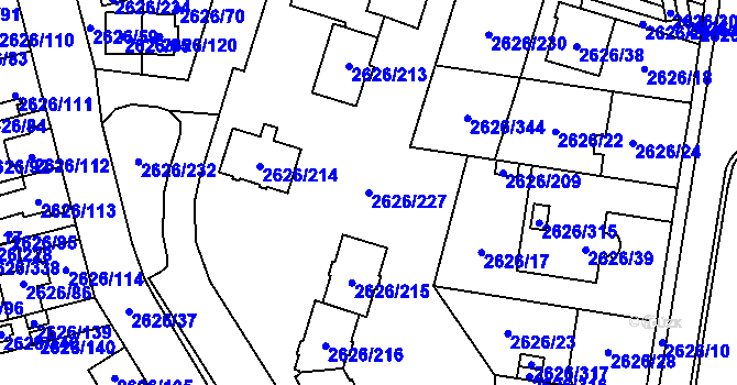 Parcela st. 2626/227 v KÚ Opava-Předměstí, Katastrální mapa