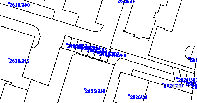 Parcela st. 2626/297 v KÚ Opava-Předměstí, Katastrální mapa