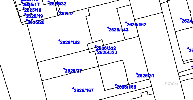 Parcela st. 2626/323 v KÚ Opava-Předměstí, Katastrální mapa
