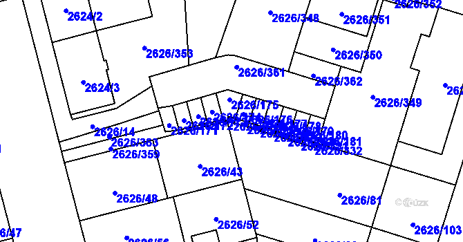 Parcela st. 2626/326 v KÚ Opava-Předměstí, Katastrální mapa