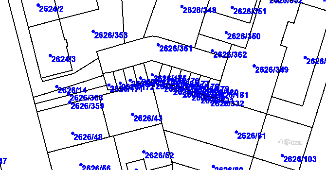 Parcela st. 2626/327 v KÚ Opava-Předměstí, Katastrální mapa