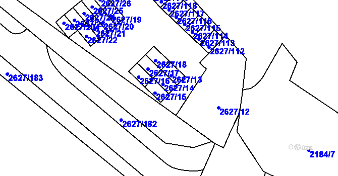 Parcela st. 2627/14 v KÚ Opava-Předměstí, Katastrální mapa