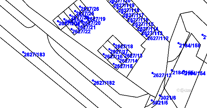Parcela st. 2627/16 v KÚ Opava-Předměstí, Katastrální mapa