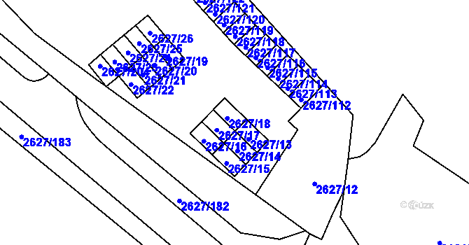 Parcela st. 2627/18 v KÚ Opava-Předměstí, Katastrální mapa