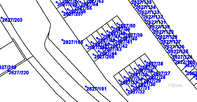 Parcela st. 2627/44 v KÚ Opava-Předměstí, Katastrální mapa
