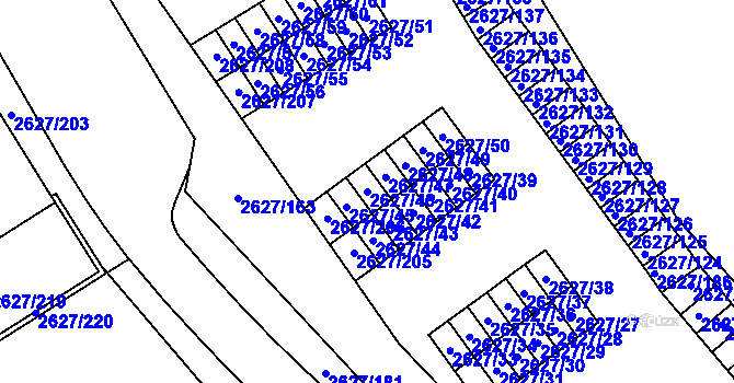 Parcela st. 2627/46 v KÚ Opava-Předměstí, Katastrální mapa