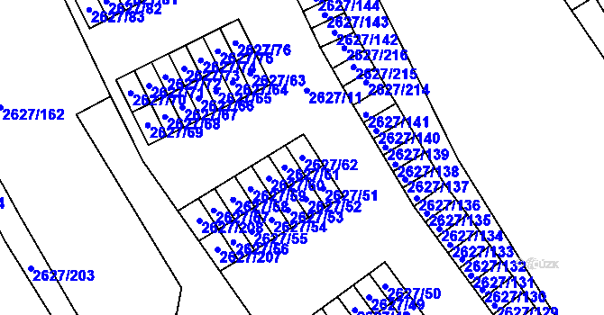 Parcela st. 2627/62 v KÚ Opava-Předměstí, Katastrální mapa