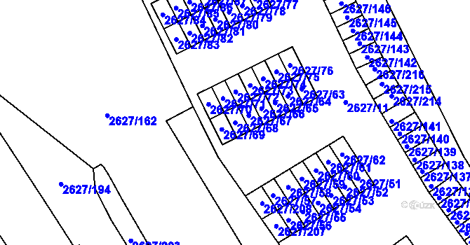 Parcela st. 2627/68 v KÚ Opava-Předměstí, Katastrální mapa