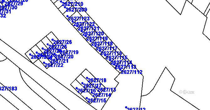 Parcela st. 2627/115 v KÚ Opava-Předměstí, Katastrální mapa