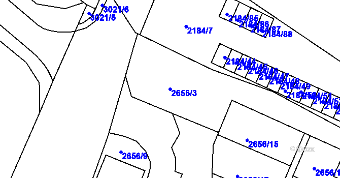 Parcela st. 2656/3 v KÚ Opava-Předměstí, Katastrální mapa