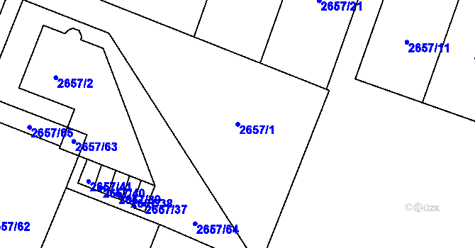 Parcela st. 2657/1 v KÚ Opava-Předměstí, Katastrální mapa