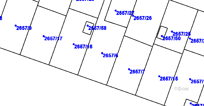 Parcela st. 2657/6 v KÚ Opava-Předměstí, Katastrální mapa