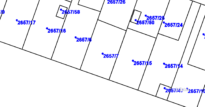 Parcela st. 2657/7 v KÚ Opava-Předměstí, Katastrální mapa