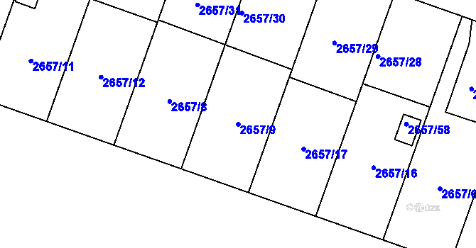 Parcela st. 2657/9 v KÚ Opava-Předměstí, Katastrální mapa