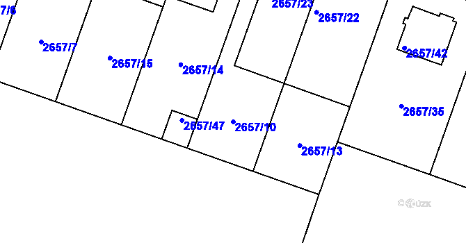 Parcela st. 2657/10 v KÚ Opava-Předměstí, Katastrální mapa