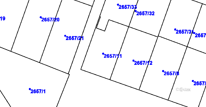 Parcela st. 2657/11 v KÚ Opava-Předměstí, Katastrální mapa