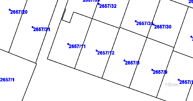 Parcela st. 2657/12 v KÚ Opava-Předměstí, Katastrální mapa