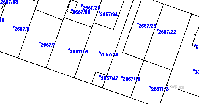 Parcela st. 2657/14 v KÚ Opava-Předměstí, Katastrální mapa