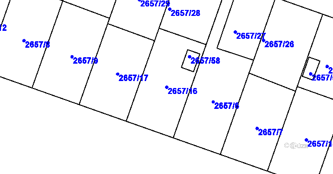 Parcela st. 2657/16 v KÚ Opava-Předměstí, Katastrální mapa