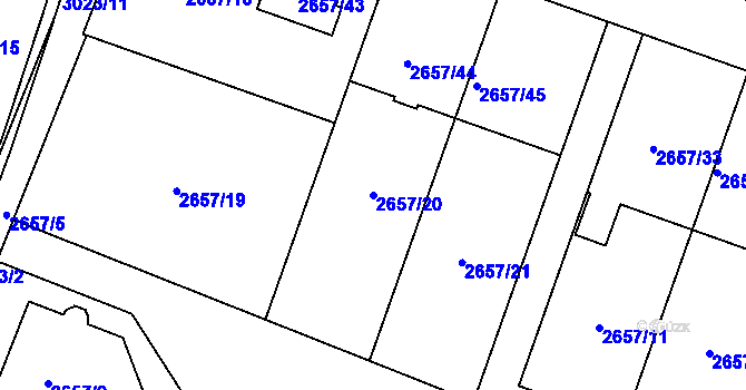 Parcela st. 2657/20 v KÚ Opava-Předměstí, Katastrální mapa