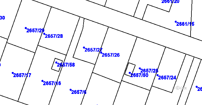 Parcela st. 2657/26 v KÚ Opava-Předměstí, Katastrální mapa