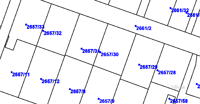 Parcela st. 2657/30 v KÚ Opava-Předměstí, Katastrální mapa
