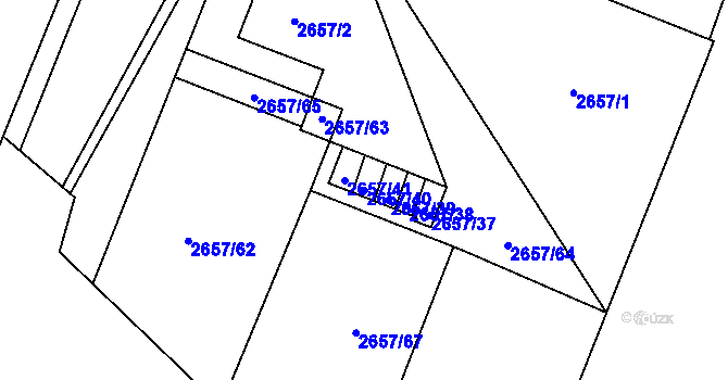 Parcela st. 2657/40 v KÚ Opava-Předměstí, Katastrální mapa