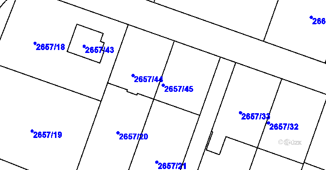 Parcela st. 2657/45 v KÚ Opava-Předměstí, Katastrální mapa